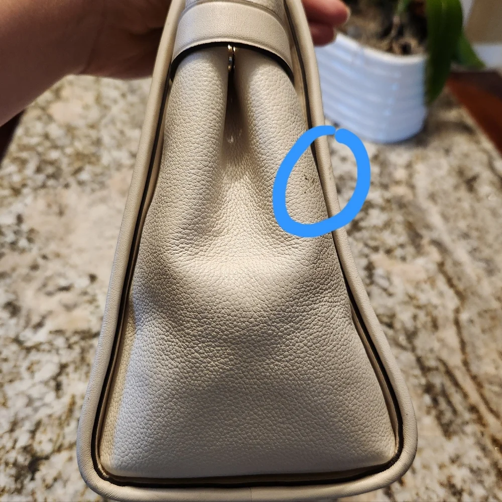 Kate Spade Handbag, Lucia Straw Medium Satchel Tan & White Crossbody EUC Summer